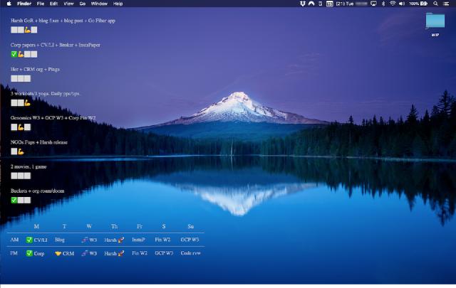 Ubersicht desktop with cal planning