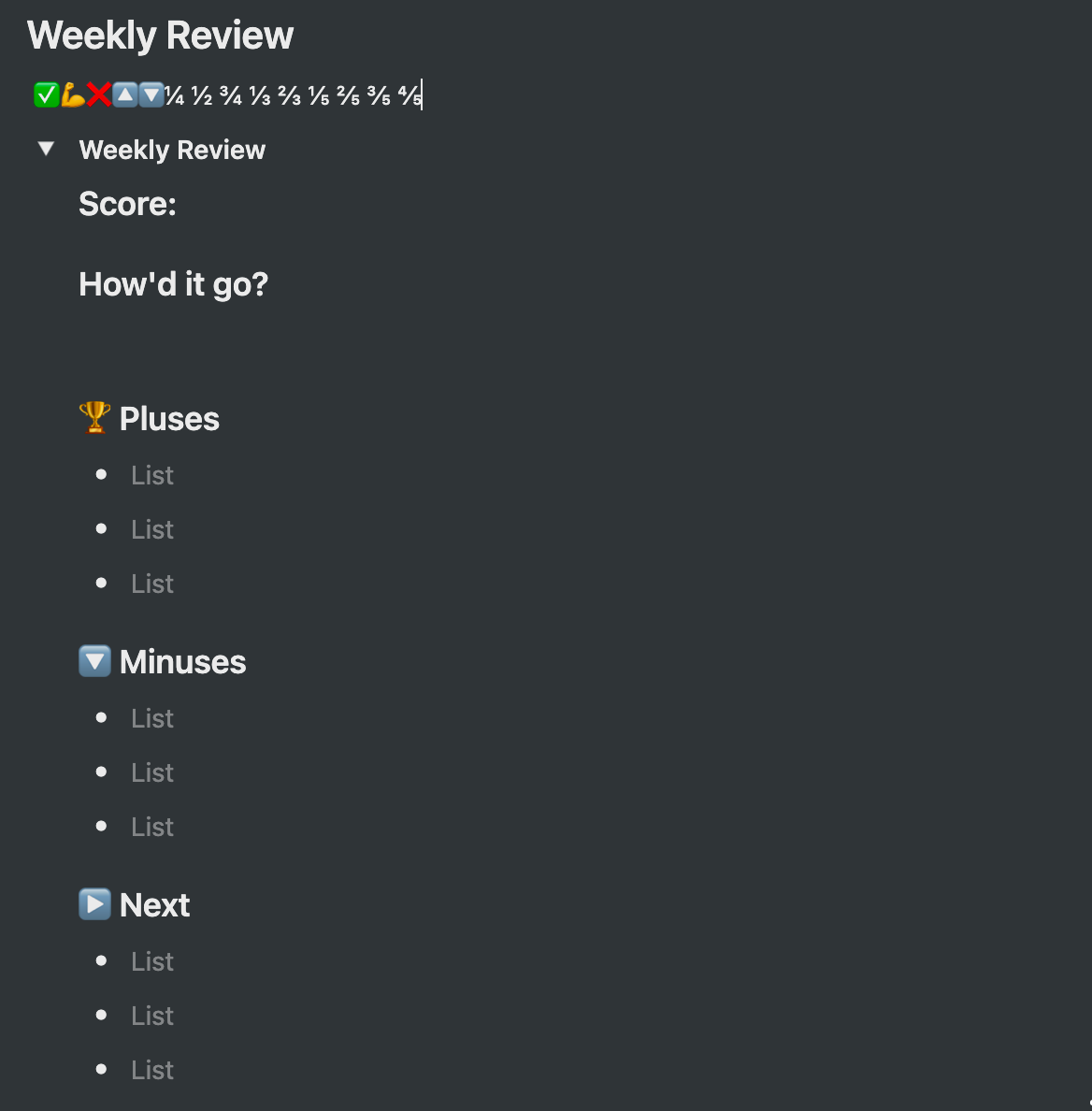 Weekly Review template