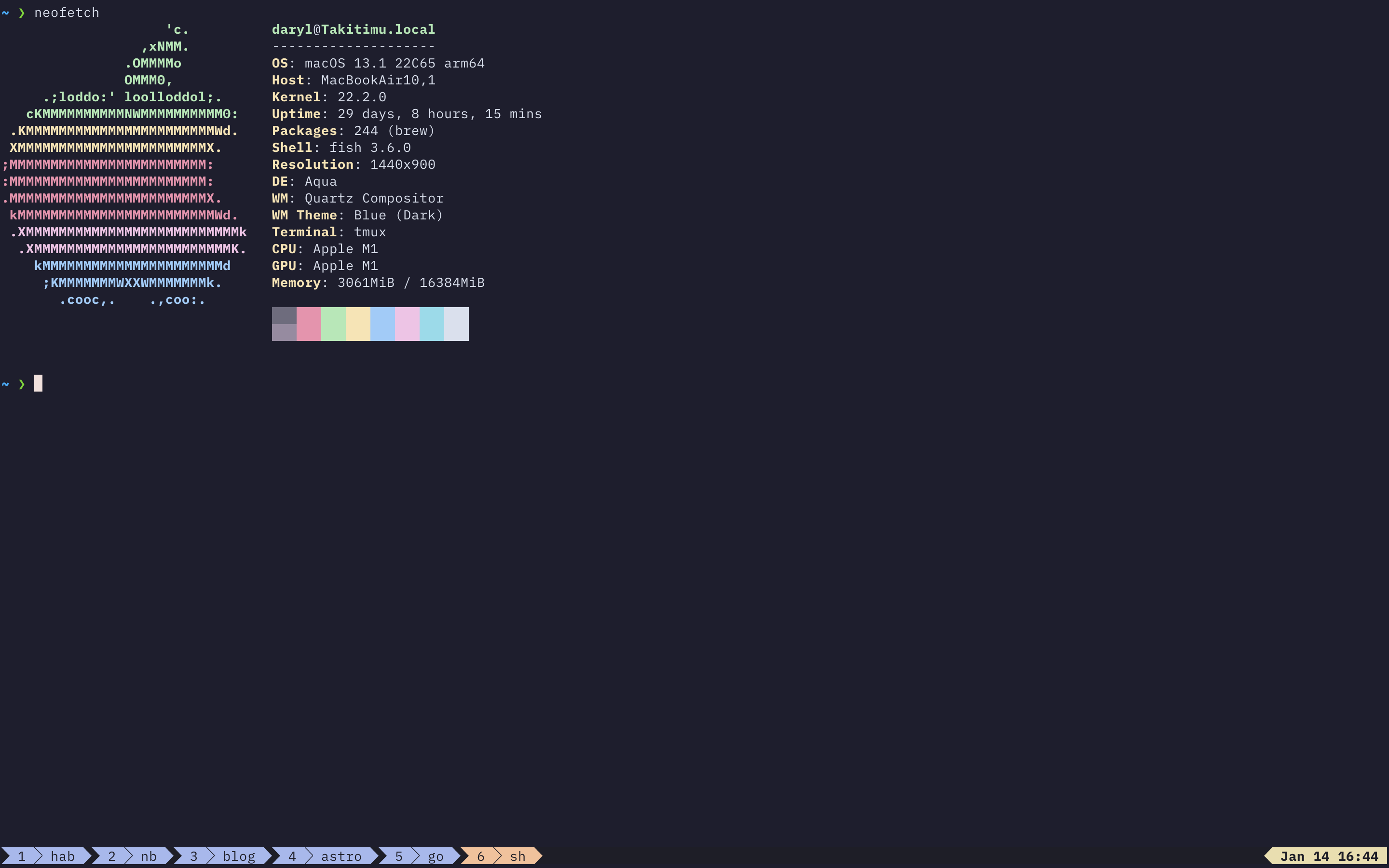 Tenzing tmux catppuccin setup