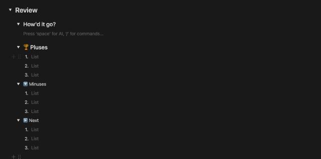 Weekly Review template Weekly Review template