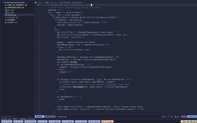 Wezterm under catpuccin sporting neovim coding